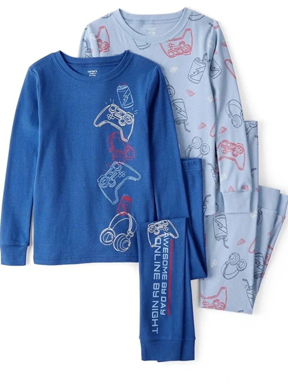 Carter's Gaming 4 Piece Pajama Set Blue Size 8/8A NWT